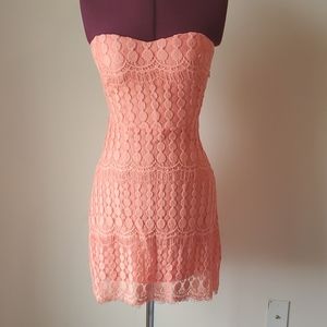 Coral strapless sun dress